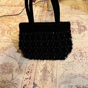 Elegant Black Beaded Handbag